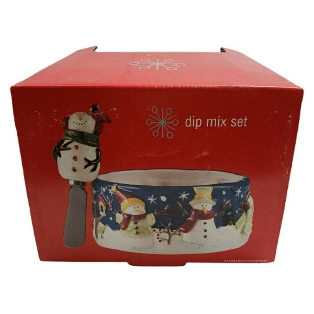 Snowman Christmas Dip Mix Set Holiday Bowl Serveware NEW